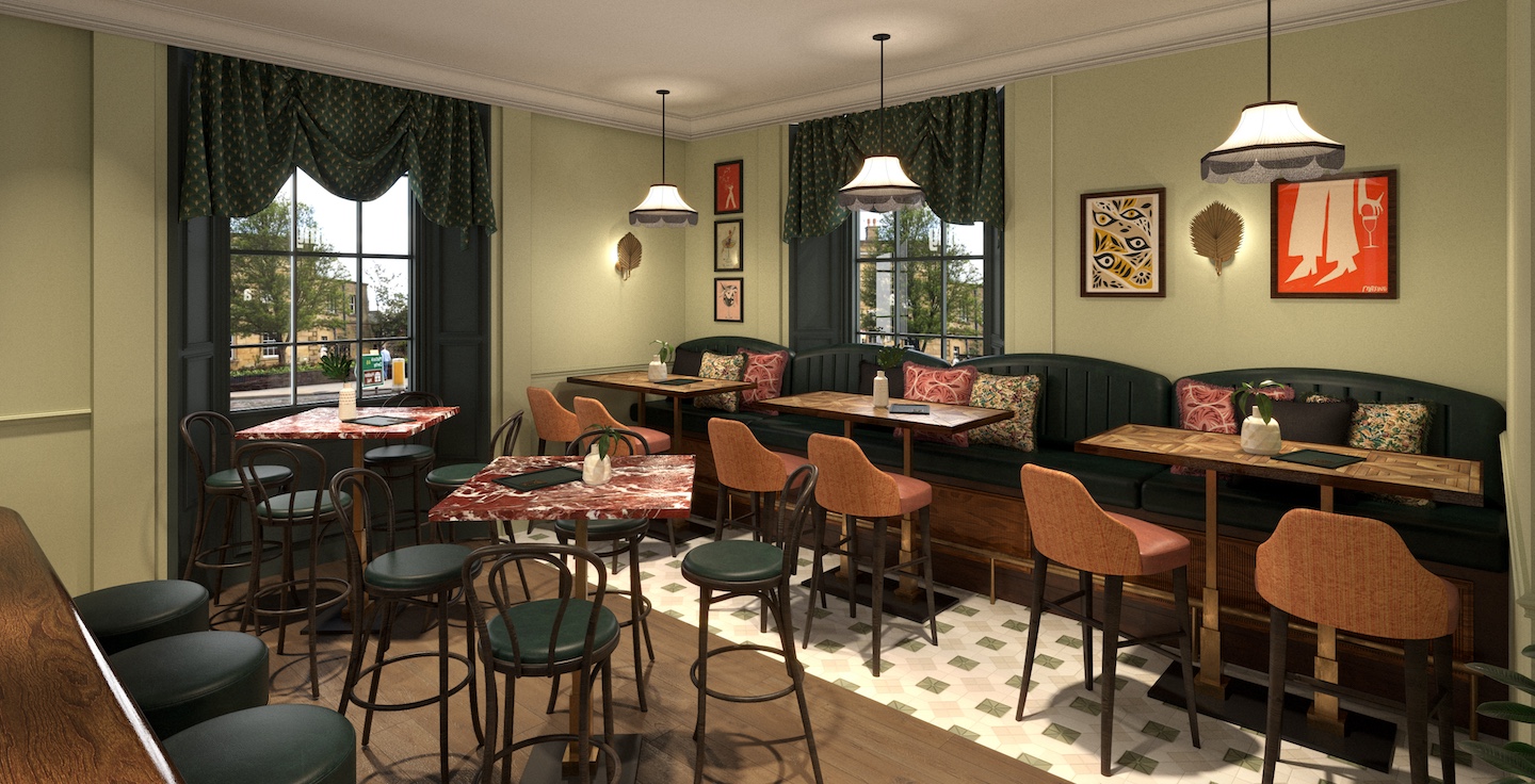 Stylish dining area at The Charleston in Bakewell