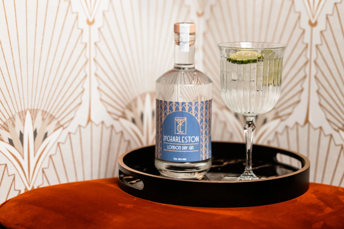 A bottle of the signature The Charleston London Dry Gin
