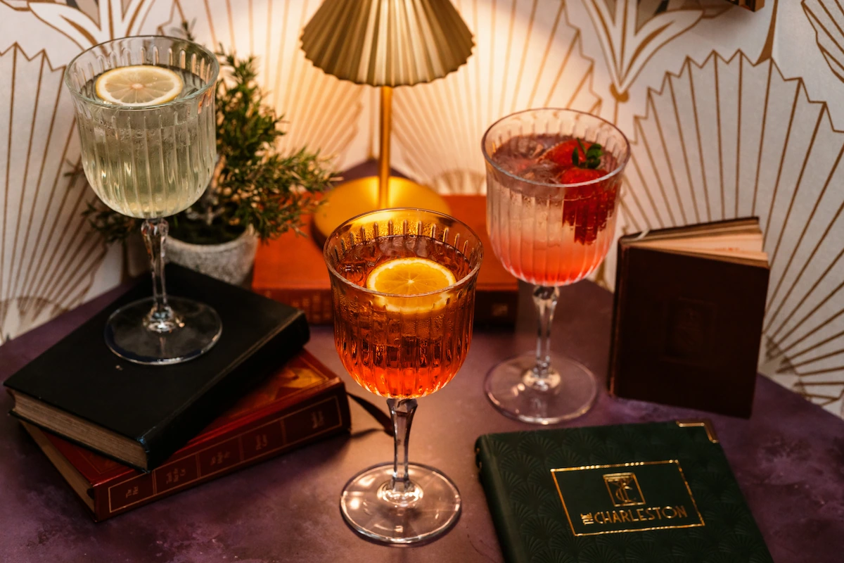 Three glasses of cocktails