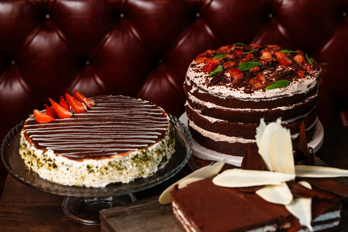 Freshly baked cakes at The Charleston